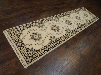 Tribal Sherapi White Wash 2'6"x10'0" Hand-knotted Rug -w608