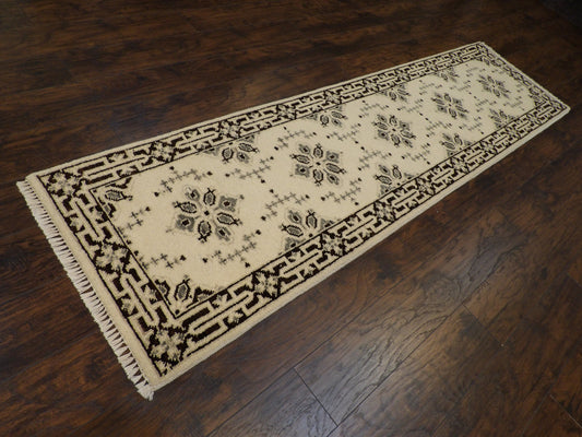 Tribal Sherapi White Wash 2'6"x10'0" Hand-knotted Rug -w608