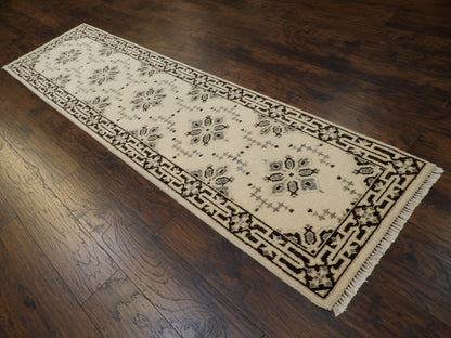 Tribal Sherapi White Wash 2'6"x10'0" Hand-knotted Rug -w608