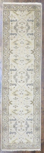 Turk Oushak Natural-dye 2'6"x10'0" Hand-knotted Rug -w613