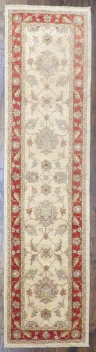 Oushak Chobie Natural-dye 2'6"x10'0" Hand-knotted Rug -w617
