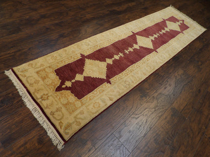 Turk Oushak Natural-dye 2'6''x10'0" Hand-knotted Rug -w618