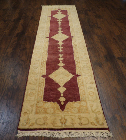 Turk Oushak Natural-dye 2'6''x10'0" Hand-knotted Rug -w618