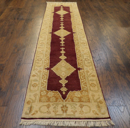 Turk Oushak Natural-dye 2'6''x10'0" Hand-knotted Rug -w618