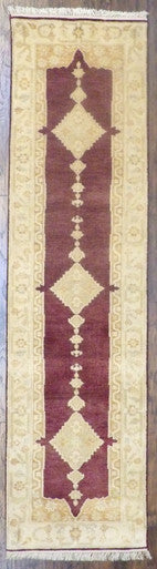 Turk Oushak Natural-dye 2'6''x10'0" Hand-knotted Rug -w618