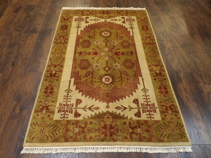Tribal Anatolian Design 4'0"x6'0" Hand-knotted Rug -w632