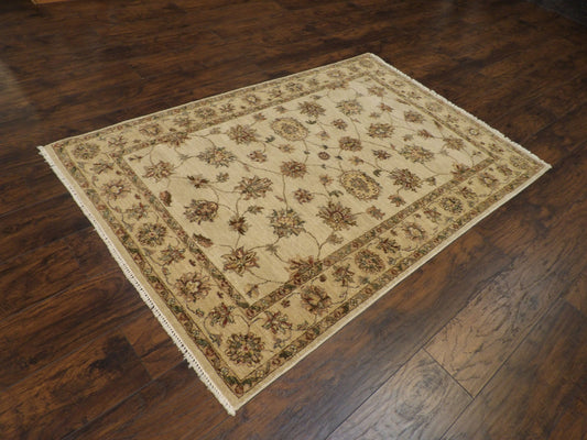 Indo Chobie Natural-dye 4'0"x6'0" Hand-knotted Rug -w656