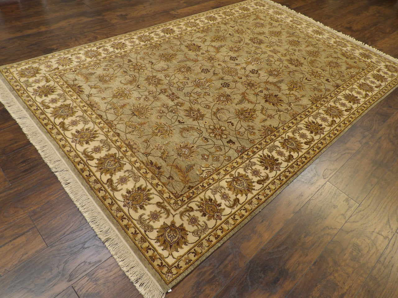 Green 6'0" x 9'0" Fine Ziegler Tie Dye Hand knotted Wool Rug - Sku: W67