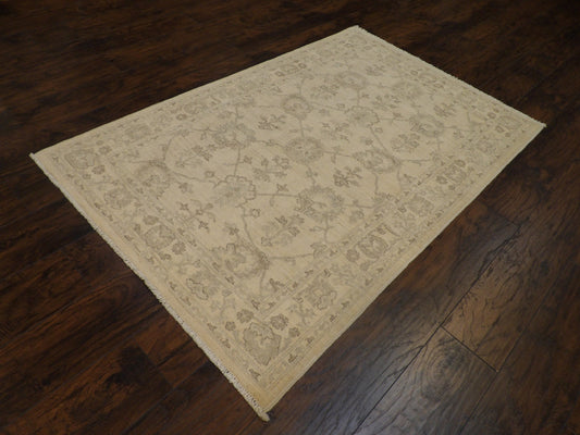 Oushak Chobie White Wash 4'0"x6'0" Hand-knotted Rug -w672