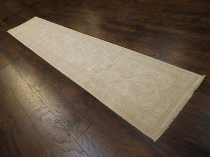Oushak Chobie White Wash 2'6"x12'0" Hand-knotted Rug -w684
