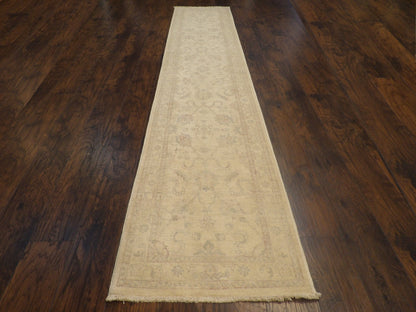 Oushak Chobie White Wash 2'6"x12'0" Hand-knotted Rug -w684
