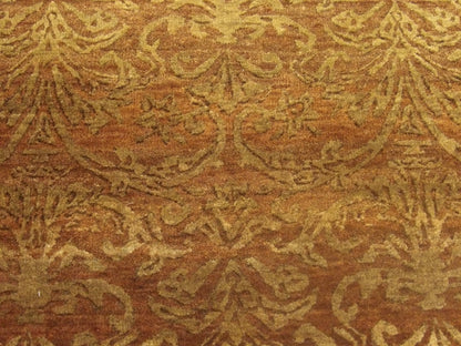 Transitional Damask Carved 2'6"x12'0" Hand-knotted Rug -w694