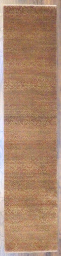 Transitional Damask Carved 2'6"x12'0" Hand-knotted Rug -w694