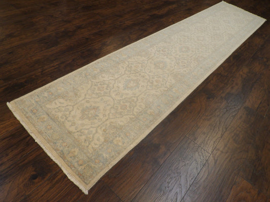 Oushak Chobie White Wash 2'6"x12'0" Hand-knotted Rug -w696