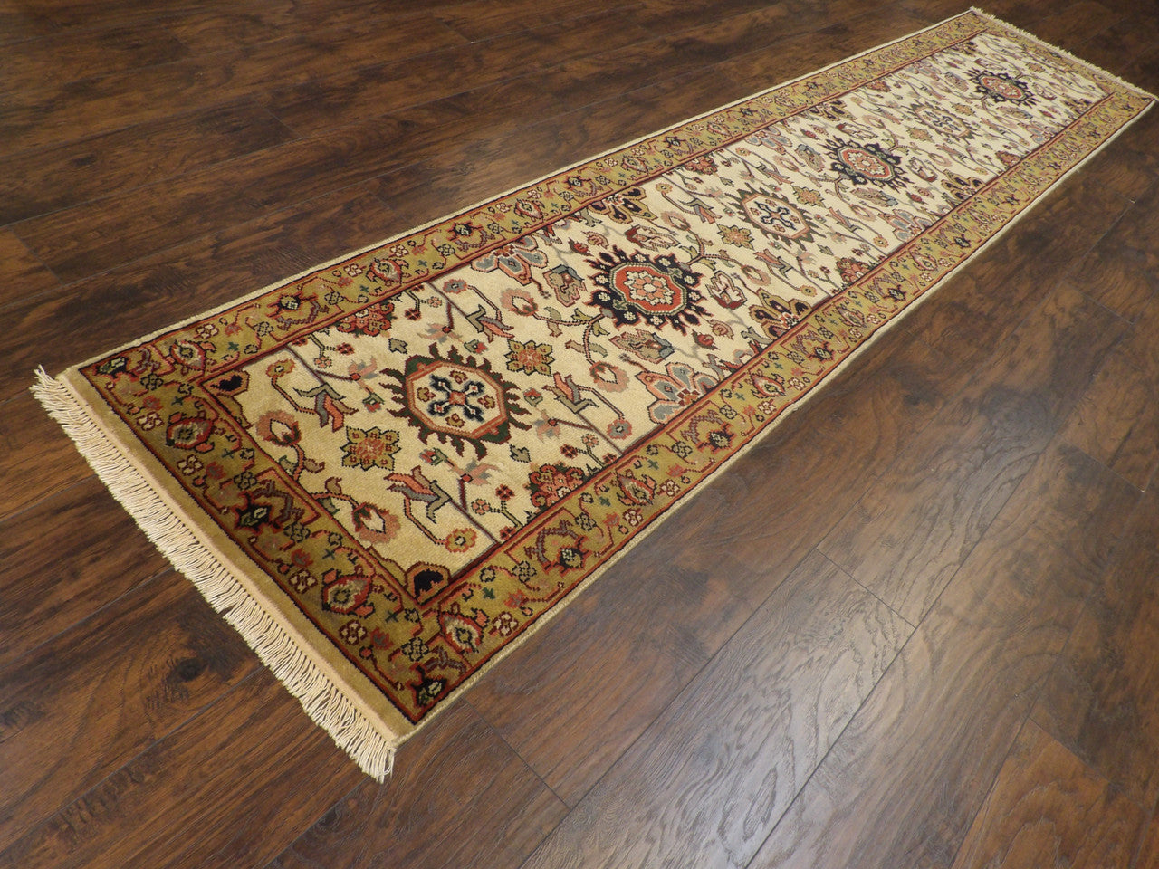 Green 2'6" x 12'0" Turkish Weave Ziegler Hand knotted Wool Rug - Sku: w701