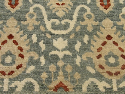 Transitional Ikat White Wash 2'6"x12'0" Hand-knotted Rug -w703