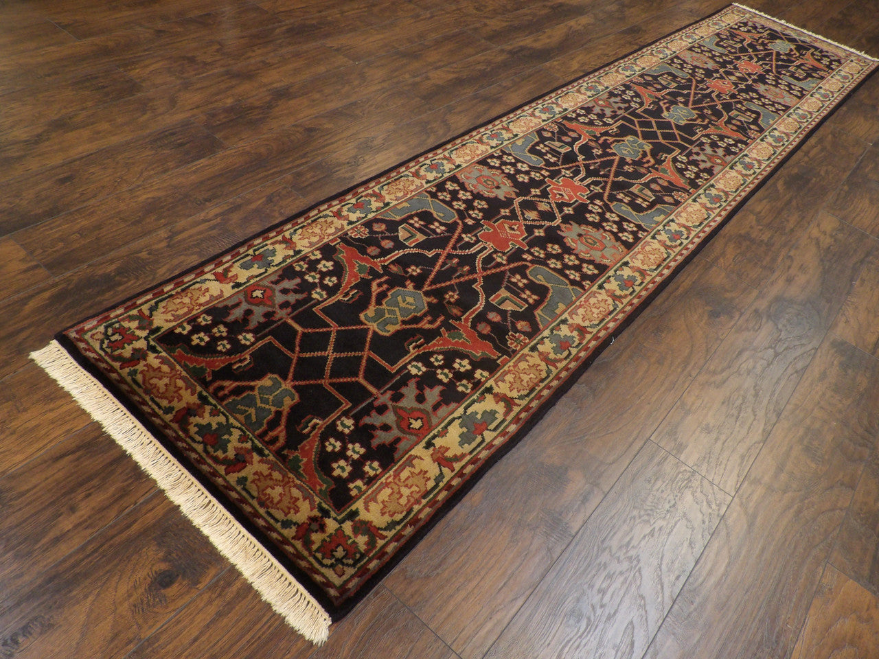 Blue 2'6" x 12'0" Turkish Weave Ziegler Hand knotted Wool Rug - Sku: w707