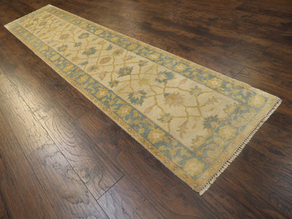 Turk Oushak Stone Wash 2'6"x12'0" Hand-knotted Rug -w714