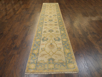 Turk Oushak Stone Wash 2'6"x12'0" Hand-knotted Rug -w714