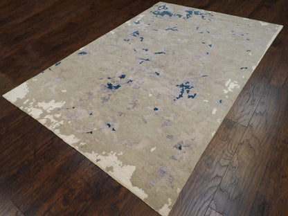 Modern Tibetan Abstract High Low 6'0"x9'0" Hand-knotted Rug -w719