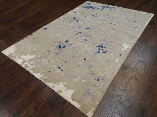 Modern Tibetan Abstract High Low 6'0"x9'0" Hand-knotted Rug -w719