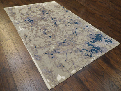Modern Tibetan Abstract High Low 6'0"x9'0" Hand-knotted Rug -w719