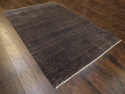 Transitional Damask Design High Low 6'0"x9'0" Hand-knotted Rug -w721