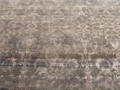 Transitional Damask Design High Low 6'0"x9'0" Hand-knotted Rug -w721
