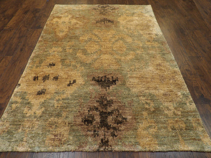 Modern Ikat Natural 6'0"x9'0" Hand-knotted Rug -w722