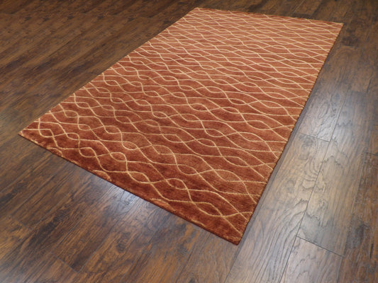 Modern Wave Design High Low 6'0"x9'0" Hand-knotted Rug -w726