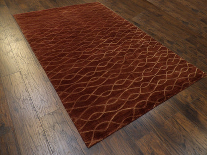 Modern Wave Design High Low 6'0"x9'0" Hand-knotted Rug -w726