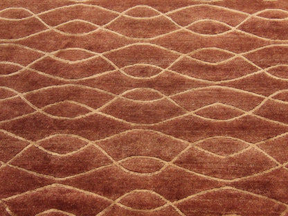 Modern Wave Design High Low 6'0"x9'0" Hand-knotted Rug -w726