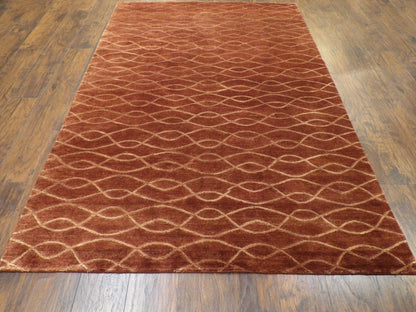 Modern Wave Design High Low 6'0"x9'0" Hand-knotted Rug -w726