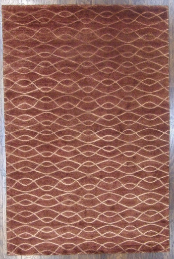 Modern Wave Design High Low 6'0"x9'0" Hand-knotted Rug -w726