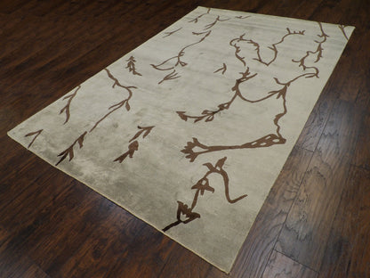 Modern Leaves Design 6'0"x9'0" Hand-knotted Rug -w727