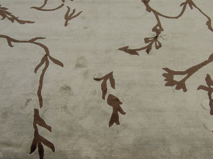 Modern Leaves Design 6'0"x9'0" Hand-knotted Rug -w727