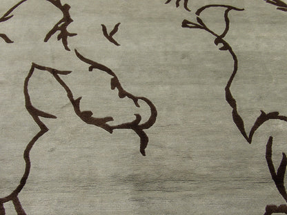 Modern Leaves Design 6'0"x9'0" Hand-knotted Rug -w727