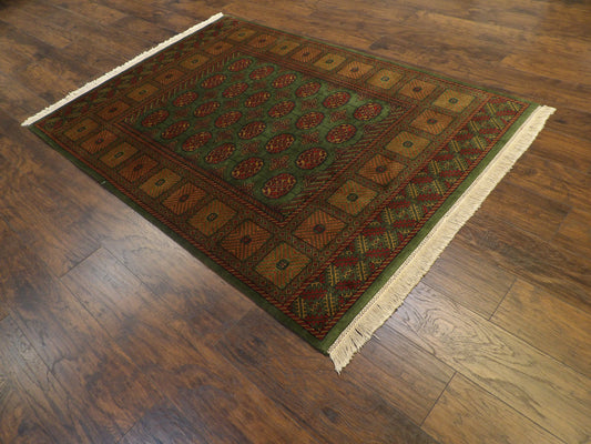 Tribal Bokhara Elephant Print 5'0"x8'0" Hand-knotted Rug -W757
