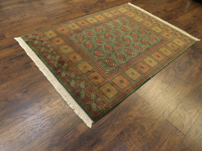 Tribal Bokhara Elephant Print 5'0"x8'0" Hand-knotted Rug -W757