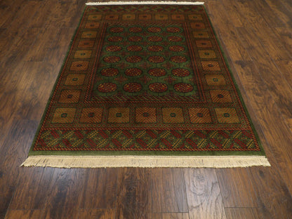 Tribal Bokhara Elephant Print 5'0"x8'0" Hand-knotted Rug -W757
