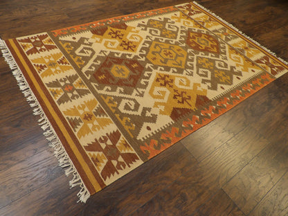 Tribal Kilim Southwestern 5'0"x8'0" Hand-knotted Rug -W758