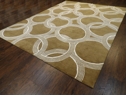 Modern Nepalese Circle Design 9'0" x 12'0" Hand-knotted Rug - w761
