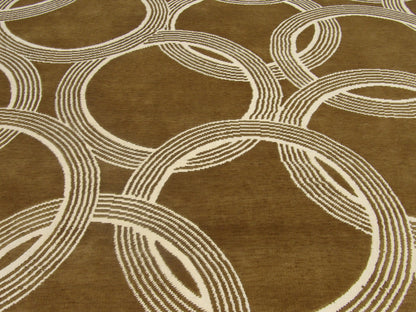 Modern Nepalese Circle Design 9'0" x 12'0" Hand-knotted Rug - w761
