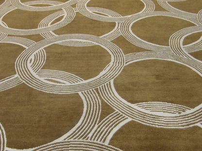 Modern Nepalese Circle Design 9'0" x 12'0" Hand-knotted Rug - w761