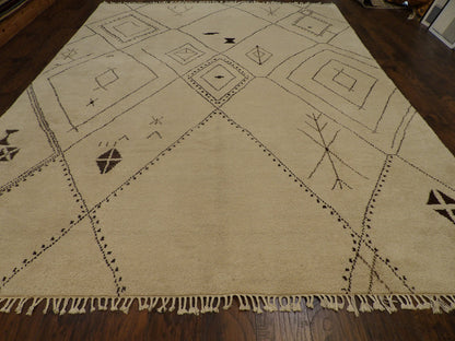 Moroccan Tulu Design Shaggy High Pile 9'0"x12'0" Hand-knotted Rug -W763