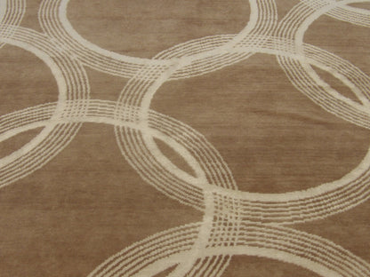 Modern Nepalese Circle Design 9'0" x 12'0" Hand-knotted Rug - w765