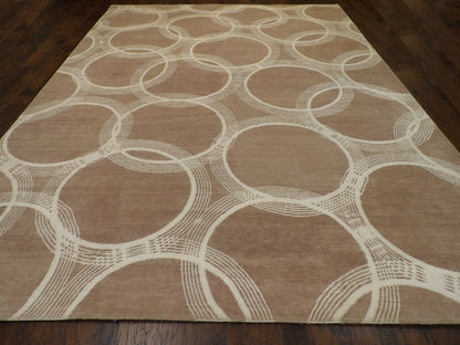 Modern Nepalese Circle Design 9'0" x 12'0" Hand-knotted Rug - w765
