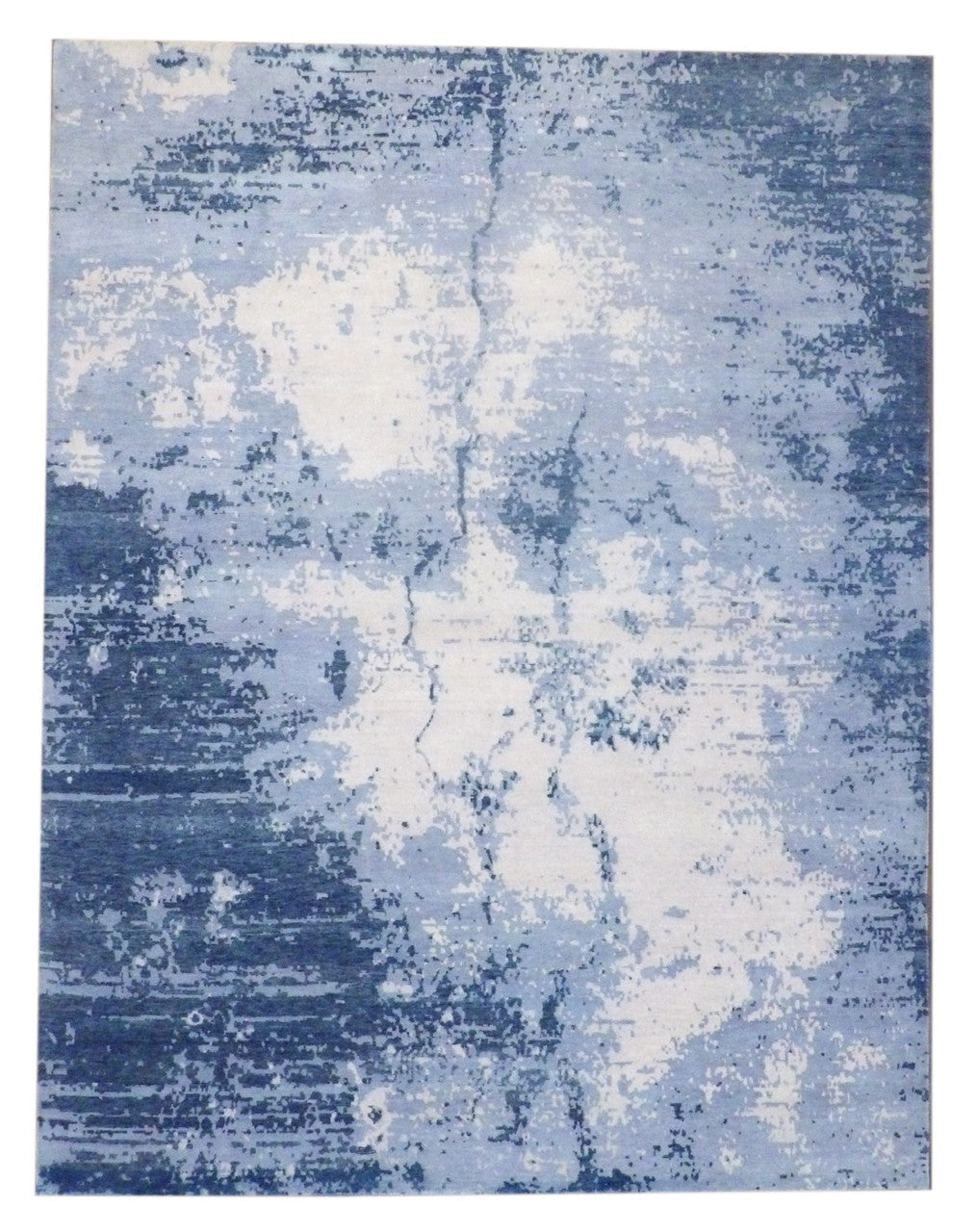 Gray 9'0" x 12'0" Modern Abstract Marble Design Hand knotted Wool/Silk Rug - Sku: W766