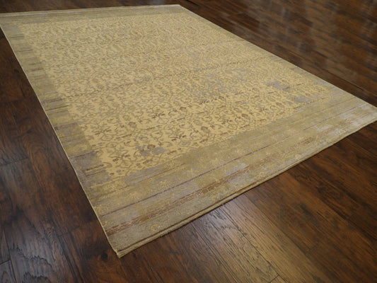 Transitional Vintage Erase Design 9'0"x12'0" Hand-knotted Rug -W768