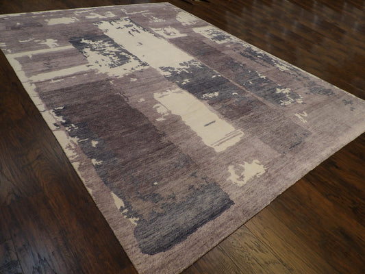 Modern Bamboo Marble Design 9'0"x12'0" Hand-knotted Rug -W770